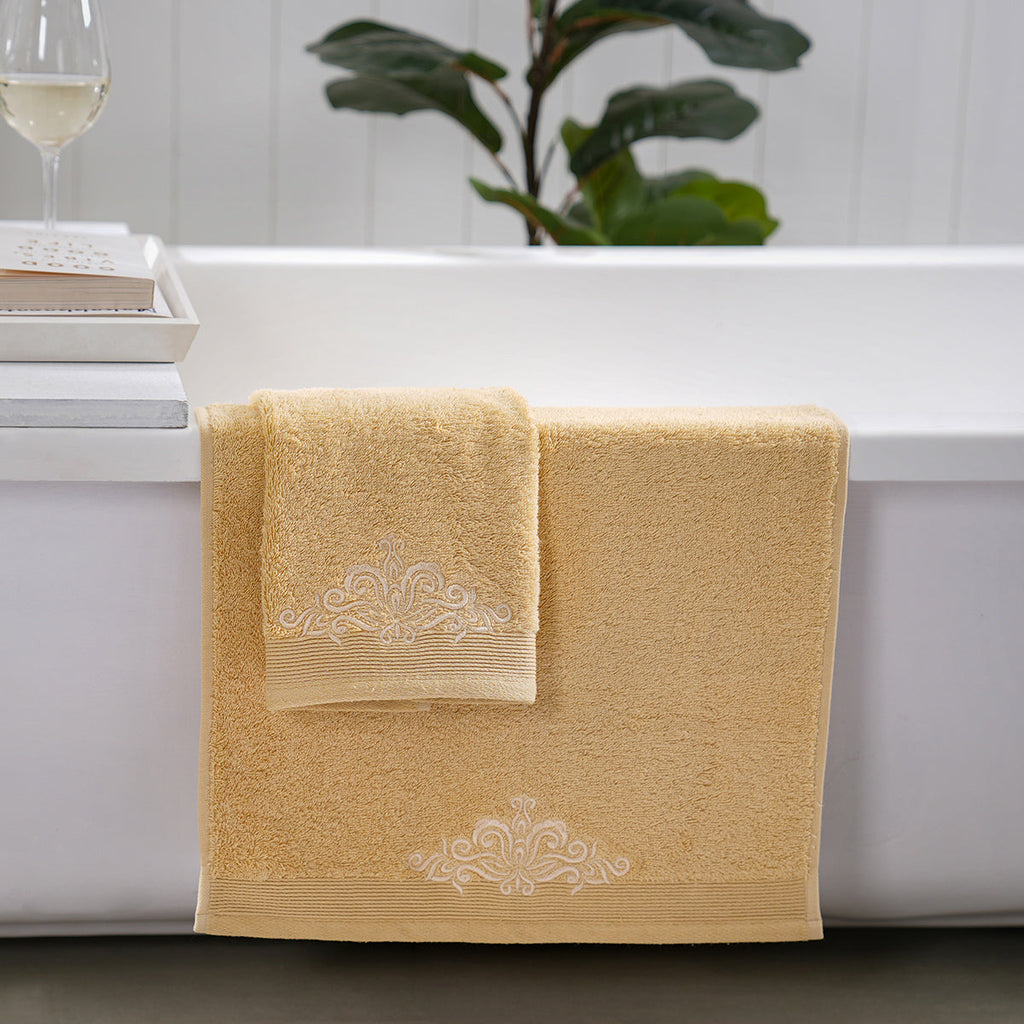 Classic Trope Embroidery 100% Cotton Towel Gold