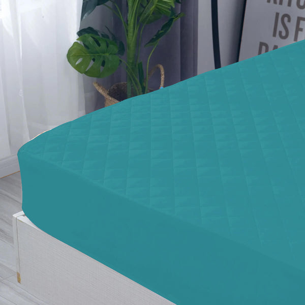 Sadyaska Microfibre ed Waterproof Fitted Turquoise Mattress Protector 1 Pcs Quilt