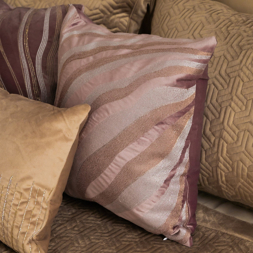 Sadyaska Decorative Wave Lilac Velvet 16x16 1 Pcs Cushion Cover