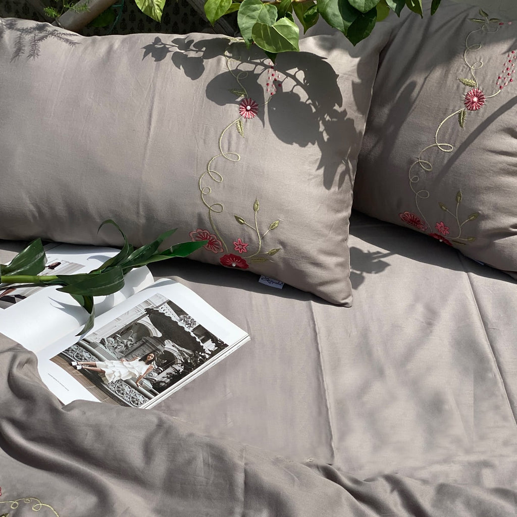 Sadyaska Wild Florals Olive Grey 1 Pcs Duvet Cover Set